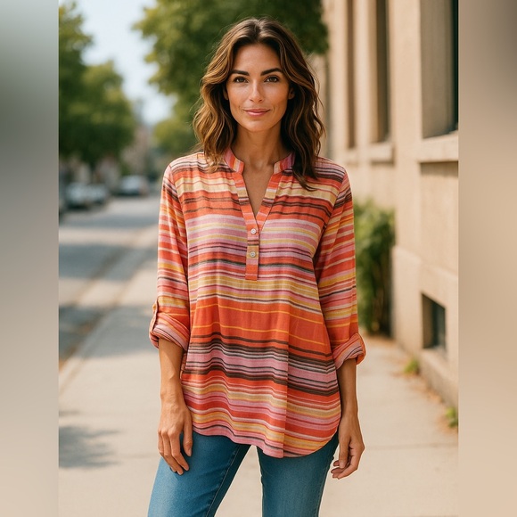 ZAC & RACHEL *NWT* tunic top henley blouse - Picture 1 of 7
